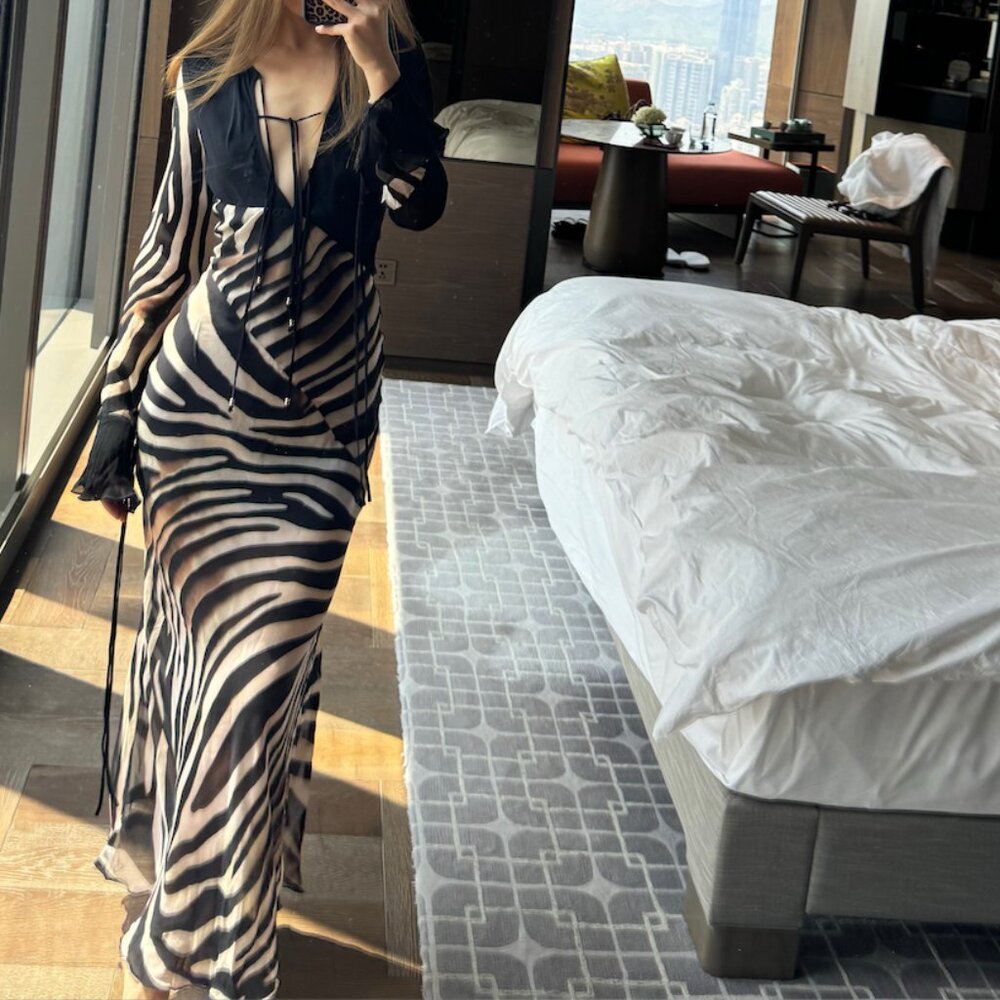Rat & Boa Black and White Zebra Maxi Dress
